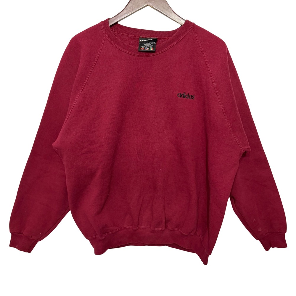 Vintage‎ Adidas Sweatshirt Mens Large Maroon Burgundy Raglan Made in USA 90s L
